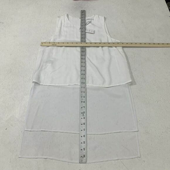 BCBGeneration Optic White Tunic Top Size XS Contrast Sheer Hem Double Slit - Picture 5 of 10